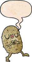 cartoon happy potato with speech bubble in retro texture style png