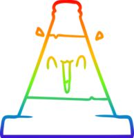 rainbow gradient line drawing of a cartoon road traffic cone png