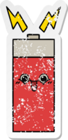 distressed sticker of a cute cartoon battery png