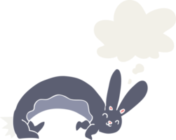 funny cartoon rabbit with thought bubble in retro style png