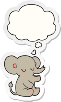 cartoon elephant with thought bubble as a printed sticker png