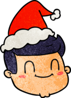hand drawn textured cartoon of a male face wearing santa hat png
