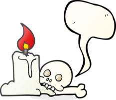 hand drawn speech bubble cartoon spooky skull and candle png