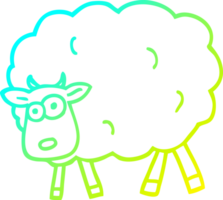 cold gradient line drawing of a cartoon sheep png