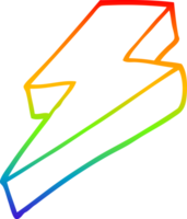 rainbow gradient line drawing of a cartoon thunder bolt png