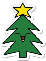 pegatina de un lindo árbol de navidad de dibujos animados png