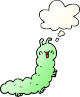 cartoon caterpillar with thought bubble in smooth gradient style png