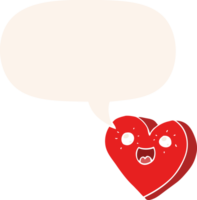 corazón dibujos animados personaje con habla burbuja en retro estilo png