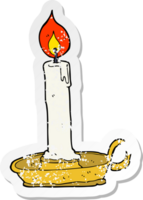 retro distressed sticker of a cartoon burning candle png
