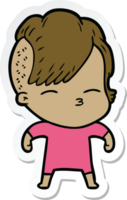 sticker of a cartoon squinting girl png