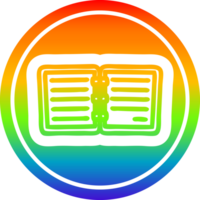 Hinweis Buch kreisförmig Symbol mit Regenbogen Gradient Fertig png