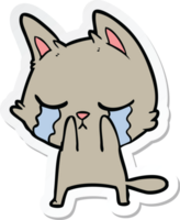 sticker of a crying cartoon cat png