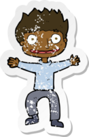 retro verontruste sticker van een cartoon grijnzende jongen png