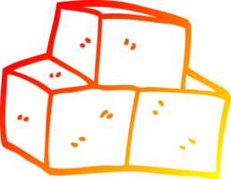 warm gradient line drawing of a cartoon stacked bricks png