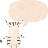 desenho animado zebra com discurso bolha dentro grunge angustiado retro texturizado estilo png