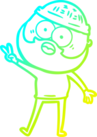 cold gradient line drawing of a cartoon bearded man png