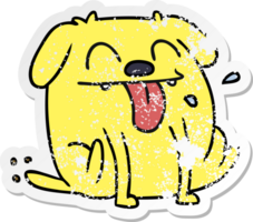 hand drawn distressed sticker cartoon of cute kawaii dog png