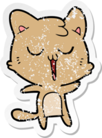 verontruste sticker van een cartoonkat die zingt png