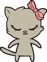 süße Cartoon-Katze mit Schleife png