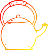 warm gradient line drawing of a cartoon kettle png