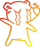 warm helling lijn tekening van een tekenfilm huilen beer png