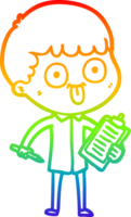 rainbow gradient line drawing of a cartoon man staring png