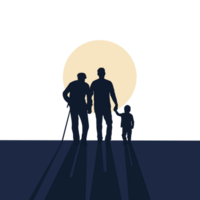 silhouette de une famille avec une enfant et une homme en marchant png