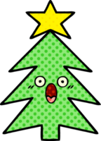 comic book style cartoon of a christmas tree png