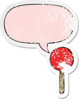 cartoon lollipop with speech bubble distressed distressed old sticker png