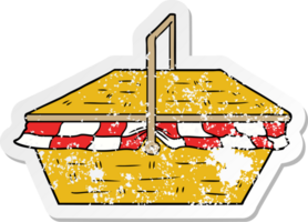 distressed sticker of a cartoon picnic basket png