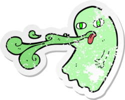 pegatina retro angustiada de un divertido fantasma de dibujos animados png