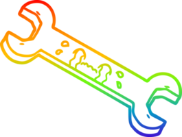 rainbow gradient line drawing of a cartoon crying spanner png