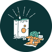 icon of a tattoo style detergent and pile of clothes png