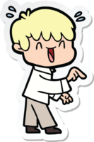 sticker of a cartoon laughing boy png