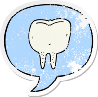 cartoon tooth with speech bubble distressed distressed old sticker png