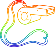 rainbow gradient line drawing of a cartoon whistle png