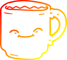 warm gradient line drawing of a cartoon coffee mug png