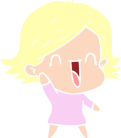 femme heureuse de dessin animé de style plat couleur png