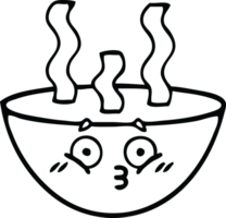 ligne dessin dessin animé de une bol de chaud soupe png