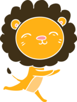 flat color style cartoon running lion png