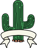 traditional tattoo with banner of a cactus png