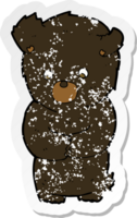 adesivo retrô angustiado de um urso preto de desenho animado fofo png