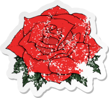 pegatina retro angustiada de una rosa de dibujos animados png