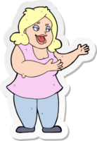 sticker of a cartoon happy fat woman png