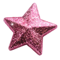 Pink star glitter on transparent backgroud. png