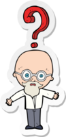 sticker of a cartoon older man with question png