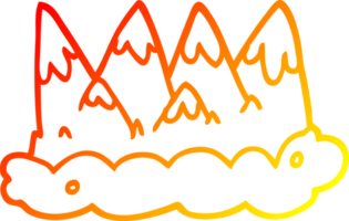 warm gradient line drawing of a cartoon mountains png