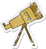 distressed sticker of a cute cartoon telescope png