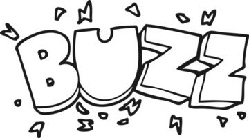 hand drawn black and white cartoon buzz symbol png
