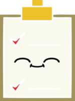 flat color retro cartoon of a check list png